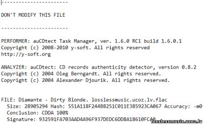 Diamante - Dirty Blonde. FLAC, 2015 - детектор Diamante - Dirty Blonde. FLAC, 2015 - детектор