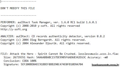 Attack the Hero - Spirit Cannot Be Crushed. FLAC, 2019 - детектор Attack the Hero - Spirit Cannot Be Crushed. FLAC, 2019 - детектор