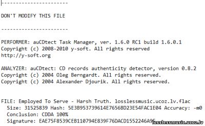 Employed To Serve - Harsh Truth. FLAC, 2019 - детектор Employed To Serve - Harsh Truth. FLAC, 2019 - детектор