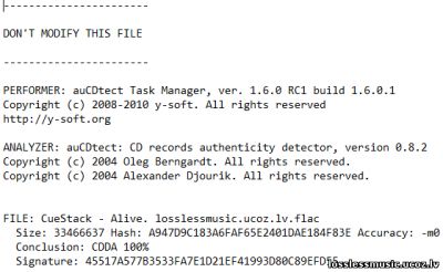 CueStack - Alive. FLAC, 2018 - детектор CueStack - Alive. FLAC, 2018 - детектор