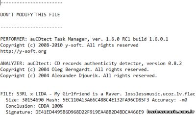 S3RL x LIDA - My Girlfriend is a Raver. FLAC, 2019 - детектор S3RL x LIDA - My Girlfriend is a Raver. FLAC, 2019 - детектор